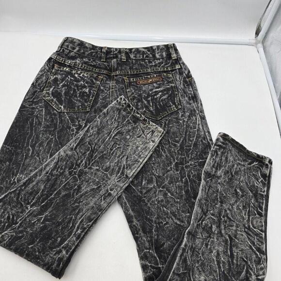 Rodeo Rider Beverly Hills Acid Wash Black 7/8 RARE "God Is Lord" Button Jeans - Picture 11 of 14